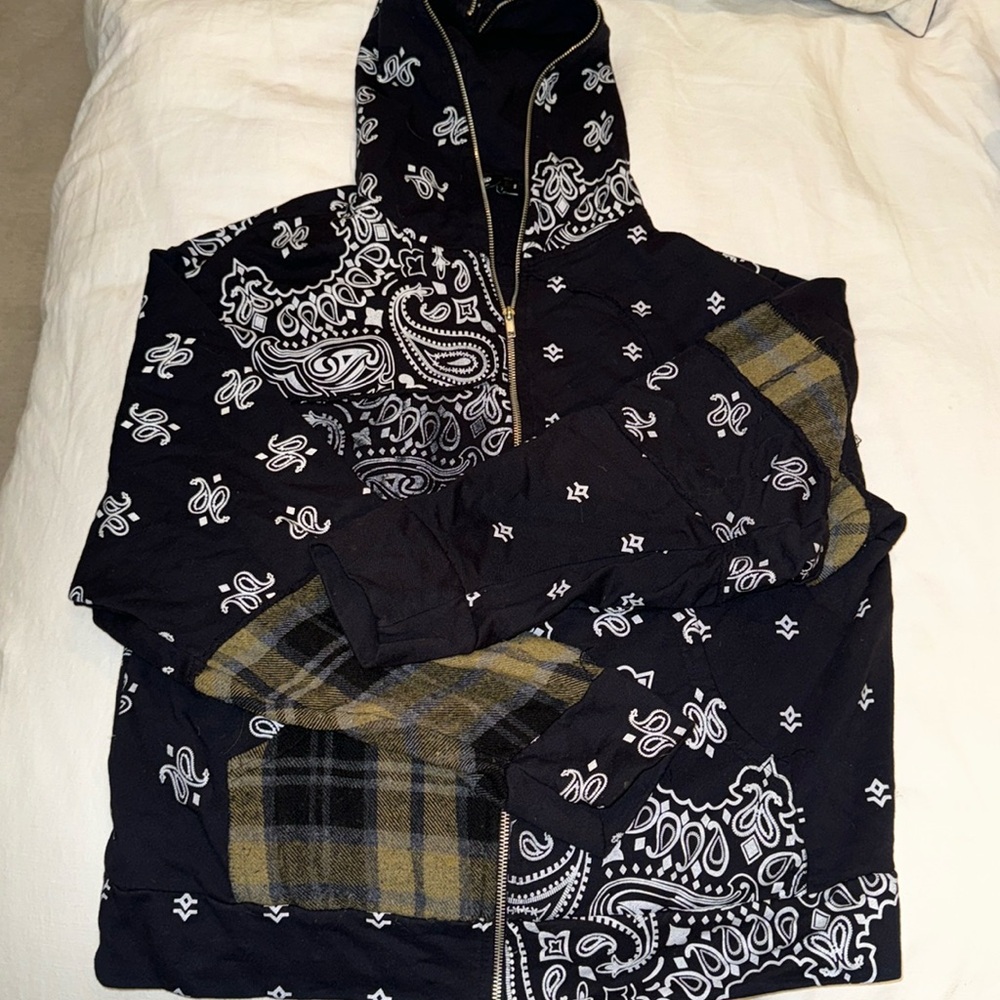 Jaded London bandana and plaid zip uo hoodie
